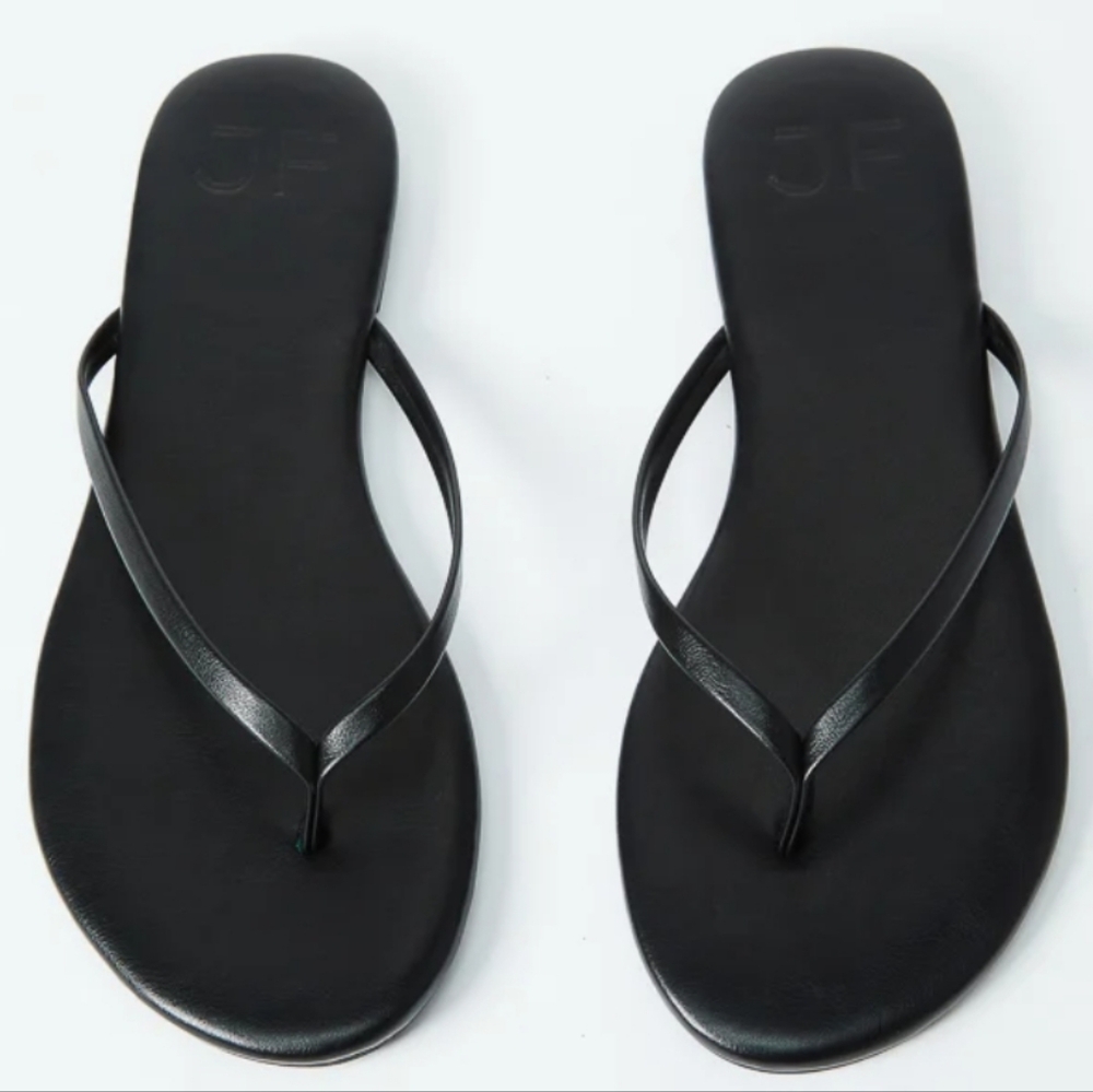 Justfab Layla Black Flat Thong Faux Leather Sandal Size 9 - Picture 5 of 8